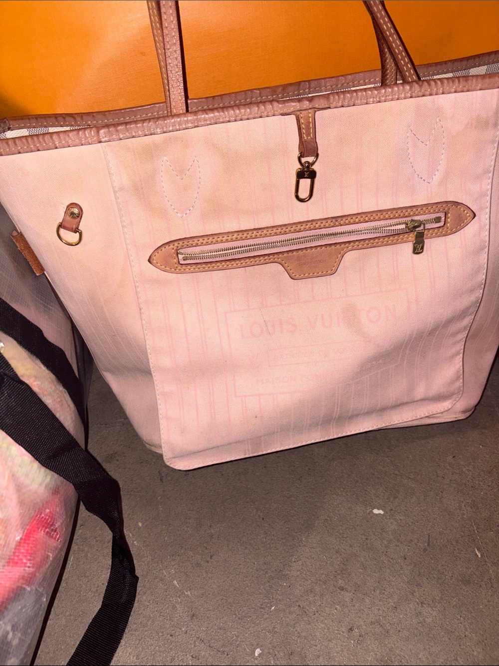 Louis Vuitton Pink Canvas & Tan Leather Trim Tote - Picture 4 of 6